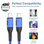 Durcord USB C Charger Cable Fast Charging, 2Pack 100W 6ft USB C to USB C Cable for Android Phone Pad, Type C to Type C Charger Braided Compatible with iPhone 15 Pro/Plus/Max/Android/Phone/Pad Blue