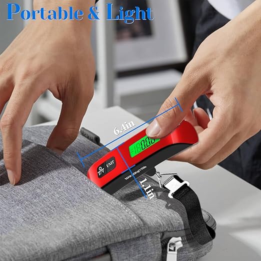 Luggage Scale, Portable Luggage Weight Scale 110lb/50kg with LED Display, Luggage Scale Travel Digital for Weighing Luggage, Backpacks, Fruits and Pets (Red)