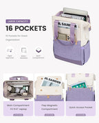 LOVEVOOK Laptop Backpack for Women, 15.6 Inch Work Laptop Bag with USB Port, Fashion Teacher Nurse Backpack Purse, Waterproof Travel Computer Backpack with Organizer Bag, 2PCS, Beige-Light Purple