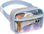 Packism Clear Fanny Pack for Women Stadium Approved - Quilted Clear Belt Bag, Adjustable Strap Fits 35-51 Inches, Transparent Waist Bag for Sports Concerts Festivals, Dusty Blue