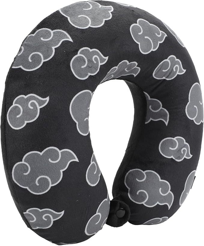 Bioworld Naruto Gray Clouds 3-Piece Neck Pillow Travel Set with Eye Mask & Blanket