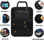 ULEEKA Car Backseat Organizer with 10" Table Holder, 9 Storage Pockets Seat Back Protectors Kick Mats for Kids Toddlers, Travel Accessories, 2 Pack