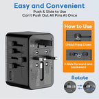 Universal Travel Adapter 70W GaN - International Power Adapter 3 USB C 1 USB A, Worldwide Travel Essentials, European Travel Plug Adapter for Laptop, Phone, Type C/G/D/I/A