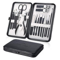 Professional Stainless Steel Nail Clipper Travel & Grooming Kit Nail Tools Manicure & Pedicure Set of 18pcs with Luxurious Case (Black/White)
