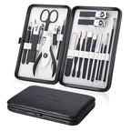 Professional Stainless Steel Nail Clipper Travel & Grooming Kit Nail Tools Manicure & Pedicure Set of 18pcs with Luxurious Case (Black/White)