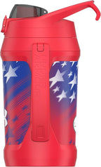 Under Armour Insulated Water Bottle with Handle & Fence Hook, Half Gallon Sports Water Jug, Leak-Resistant & BPA-Free for Baseball, Football & Gym - Red Americana, 64oz