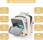 coofay Large Travel Backpack Carry on Flight Approved Mochila De Viaje Personal Item Backpack for Airlines Frontier Airlines Personal Item Bag Large Backpack for Travel Backpacks for Men Women Beige