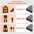 5V 2A/3A Battery Pack for Heated Vest Heated Jacket, 12000mAh Power Bank for Heated Apparel with LED Display with 7.4V DC Port