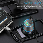 67.5W Gray Car Charger USB C Super Fast Charging, 45W USBC&QC3.0 Port Plug for iPhone 17 Pro Max/Air/16/15/iPad, Samsung S26 Android Cell Phone, Dual 12V Cigarette Lighter Adapter+3.3 ft Type C Cable
