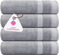 CASA COPENHAGEN Solitaire 4Pcs 100% Egyptian Cotton Large Designer Towels Gift Set- Grey Violet, 600 GSM, 55"x27", 4Bath Towels for Bathroom (Box Pack, Set for Women & Men)