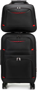 feilario 24in 2 Piece Softside Business Luggage Sets Waterproof Carry On Luggage Suitcase with Double Spinner Wheels - Black