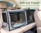 Pecute Dog Car Carrier Stable and Light Weight, Expandable Extra Space Dog Carrier for Cars, Breathable Dog Car Crate, Foldable Pet Carrier for Both Indoor and Outdoor Use, Pet Travel Crate Gray