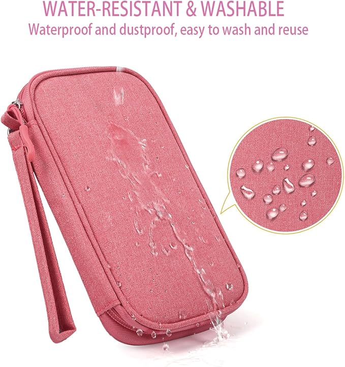 CAAORDKSO Electronic Organizer Travel Cable Accessories Bag, Electronic Organizer Case, Electronic Accessories Organizer Pouch Bag for Cable, Cord, Charger, Phone, Power Bank, Earphone (Pink)