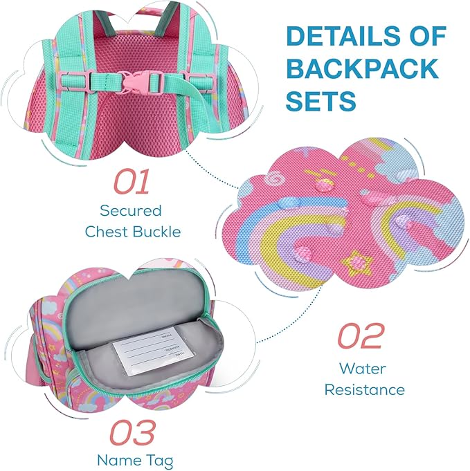 mommore Kids Backpack for Boys Girls 4-8 Kindergarten Elementary School Backpack with Lunch Box - 15” H Fit Folder