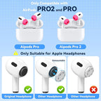 4 Pairs Replacement Ear Tips for AirPods Pro 2nd/1st Generation with Portable Storage Box & Cleaner Pen,Noise Reduction Holewith & Built-in dust Guard Screen,Silicone EarTips(Rose red)