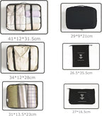 LANSKLBD 6 Set Packing Cubes for Travel, Luggage Organizers with Shoe & Toiletry Bags, Lightweight Suitcase Organizer for Carry-On, Washable Laundry Bags(Black)