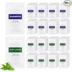 Travel Size Body Wash and Shampoo Bulk,Refreshing White Tea Scent,0.35 fl oz,Individually Wrapped Mini Shower Gel Shampoo Hygiene Kits for Travel/On The Go/Homeless Care/Hotel Guests(Pack of 100)