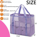 Fammart Mesh Beach Bag with Zipper, Large Beach Tote for Women, Toys Pool Swim Bag Travel Vacation Cruise Essentials