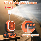 Portable Fan, AI Outdoor Rechargeable Camping Fan with Light, 20000mAh Battery Powered, 360° Rotating Hook, 4 Speeds for Indoor, Traveling, Tenting, RVing, Fishing, Beach (Orange)