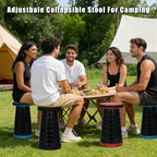 Camping Chairs,Camp Stool,Small Folding Stool,Upgraded Collapsible Stool,Portable Folding Stool,Retractable Seat or Foot Rest,Outdoor Fishing Hiking Gardening Travel BBQ-Max 400lbs (red)