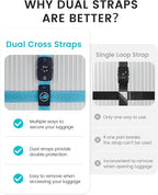 Travelkin Luggage Straps for suitcases TSA Approved,Adjustable Luggage Belts with Lock Fit 18-32 inch Suitcases(Lock Grain-Blue-TSA)
