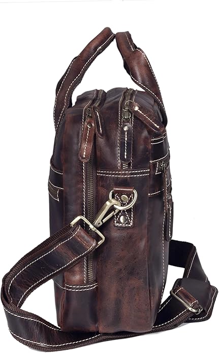 Leather Messenger Bag For Men, Vintage Handmade Laptop Briefcase and Shoulder Bag for Men Woman