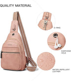 LATMAP Sling Bag For Women Faux Leather Small Casual Daypack Backpack Fanny Pack Crossbody Chest Bags Purse