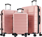 Sweetcrispy 3 PCS Luggage Set, Spinner Wheels Lightweight Expandable Travel Hard Shell Suitcase with TSA Lock, Pale Pink(20/24/28 inch)
