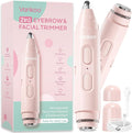 Facial Hair Remover & Eyebrow Trimmer - 2 in 1 Eyebrow & Face Shaver for Women - Rechargeable Face Razors for Women with Built-in LED Lights - Painless Hair Removal for Flawless Skin & Makeup