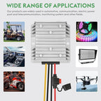 10A 120W Golf Cart DC 18V 20V 24V 36V 48V Step Down to DC 12V Converter Voltage Regulator Reducer Power Buck Converter with Fuse(Inputs 18V-58V to 12V 10A)