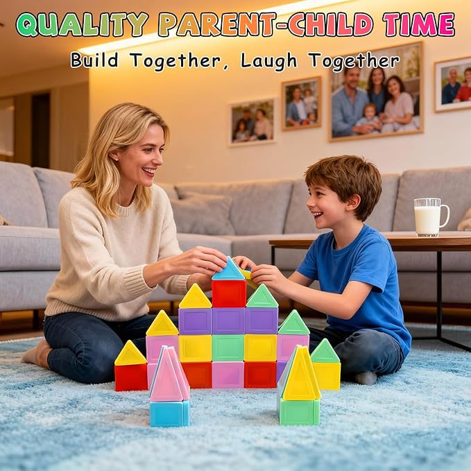 Magnetic Tiles,60PCS Magnetic Building Blocks with Metal Storage Box,Magnetic Tiles for Kids Ages 3+,Magnet Tiles for Boys & Girls(Macaron)