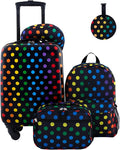 Travelers Club 5 Piece Kids' Luggage Set, Black Polkadot