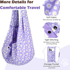 Pawaboo Small Dog Sling Carrier, Reversible Hands Free Dog Sling Carriers for Small Dogs and Cats, Puppy Slings Carrier with Safety Harness, Puppy Essentials, Purple Daisy