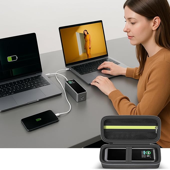 Case for Anker Prime Power Bank 27,650mAh 250W & 737 24000mAh – 3-Port Fast Charging Storage Holder – Portable Laptop/Car Charger Carry Box (Box Only)