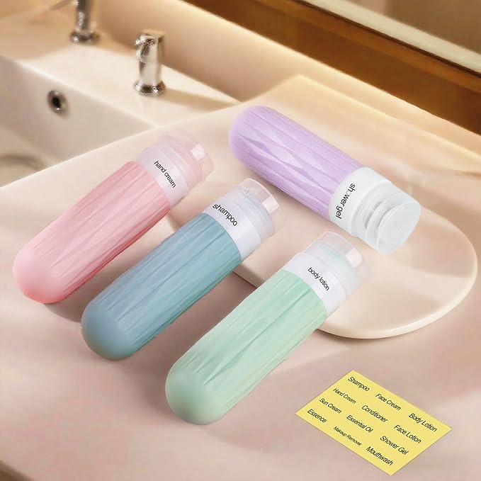 IYYI Travel Bottles for Toiletries, TSA Approved Travel Size Containers, Silicone Toiletries Bottles, Leakproof, Refillable Containers Kits for Shampoo and Conditioner (Gray, 90, Milliliters)