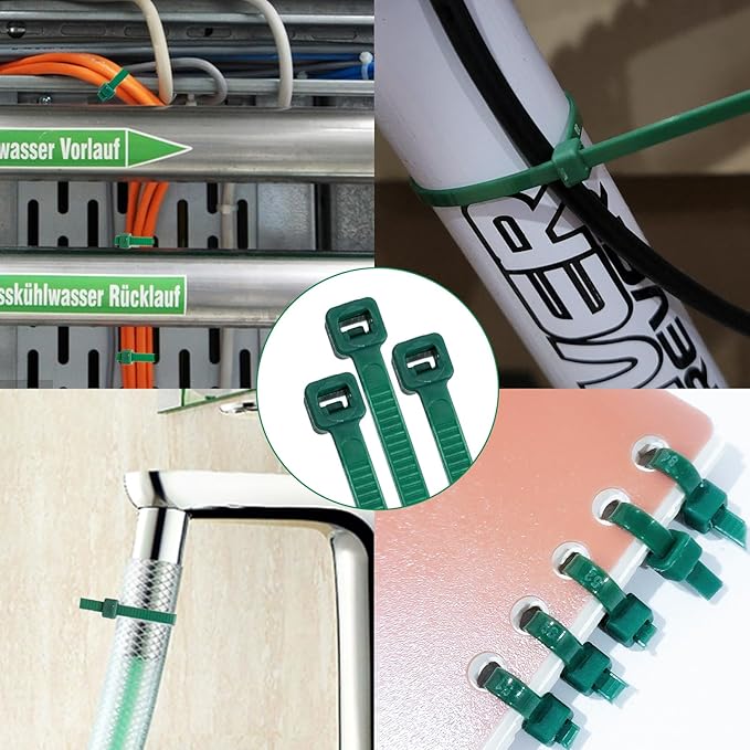 Zip Ties Assorted Sizes(4”+6”+8”+12”), 400 Pack, Green Cable Ties,Multi-Purpose Self-Locking Nylon Cable Cord Management,Plastic Wire Ties for indoor and outdoor use.