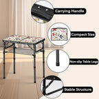 YihuiKo Small Camping Table, Vintage French Flowers Pattern Folding Table, Adjustable Height, Lightweight & Portable Outdoor Picnic Table with Carry Handle for Patio, Living Room, Travel
