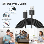 Fast Charger Andriod, Type C Fast Charger with 5FT C Type Fast Charging Cable for Galaxy S10/S9/S8/S10e/S10+/S8+/S9+/Note 8 9 10 20/S22/S21/S21+/S21 Ultra/ S20-Black