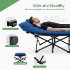 OLIXIS Folding Camping Cot, Rollaway Bed, Portable Camping Bed for Indoor & Outdoor, Sleeping Cot for Adults, 3.5'' Cushion, 440 lbs Sturdy Frame, Quick Setup, Compact Carry & Storage, Blue