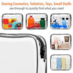 PACKISM TSA Approved Toiletry Bag 3 Medium - Quart Size Clear Makeup Bag for Carry On, Airport Security Compliant Clear Travel bag for Toiletries with Reinforced Seams, Black White Grey