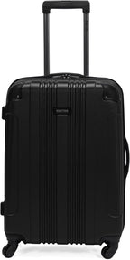 Kenneth Cole REACTION Out of Bounds Lightweight Hardshell 4-Wheel Spinner Luggage, Midnight Black, 24-Inch Checked