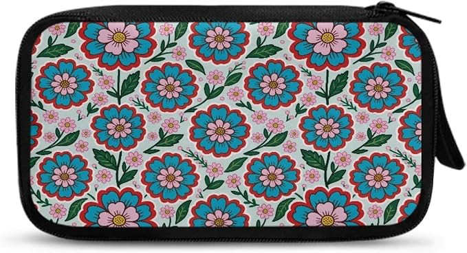 Blue Flowers Electronics Case Portable Electronic Accessories Carry Case Tech Pouch for Cable Cord Charger Phone Earphone Power Bank SD Card Travel Use