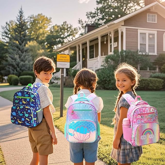 RHCPFOVR Kids Backpack for Girls - Girls Backpack 3-8 Ages Rainbow for Kids 15 Inch School Bookbag for Kindergarten Elementary School Bookbag for Girl 1st 2nd Grade