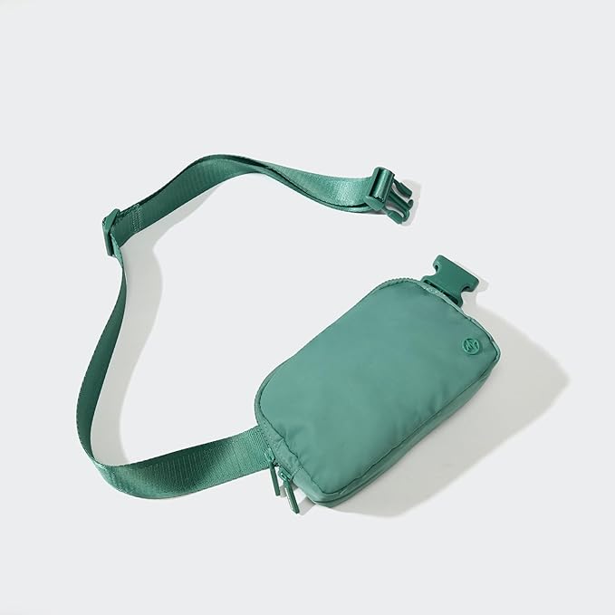Pander Two Way Zipper Fanny Pack Nylon Everywhere Belt Bag for Women, Water Repellent Waist Packs, Crossbody Bags with Adjustable Strap (Eucalyptus Green)
