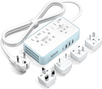 220V to 110V Voltage Converter US to Europe, 2000W Voltage Converter for European Travel with 3 AC 2 USB-C 2 USB-A Ports, and EU/UK/AU/IT European Travel Plug Adapter
