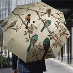 Strongest Windproof Travel Umbrella Birds on Branches Printed Automatic Folding Rain Umbrella, Durable Premium Grip, Fits Car & Backpack