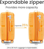 Hard Shell Luggage Sets 4 Piece with 360 Spinner Wheels,Lightweight Suitcase Set with TSA Lock,Travel Luggage Set with Telescoping Handle,Light and Strong,Easy to Clean (Orange)