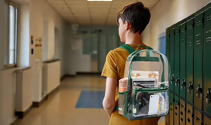 Trail maker Clear Backpack Heavy Duty with Padded Straps, Side Pockets for Kids, Boys, Girls, School, Stadium Approved Events