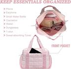 WOLT Small Gym Bag for Women, 14 inch Lightweight Gym Duffle Bag with Wet Compartment Quilted Tote for Sports Workout, Pink