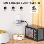 [ETL Listed] Cable Matters 3-Pack 3 Outlet Wall Adapter (Grounded Cube Tap, Outlet Splitter, 3 Way Plug Adapter, 3-Prong Power Splitter), Gray